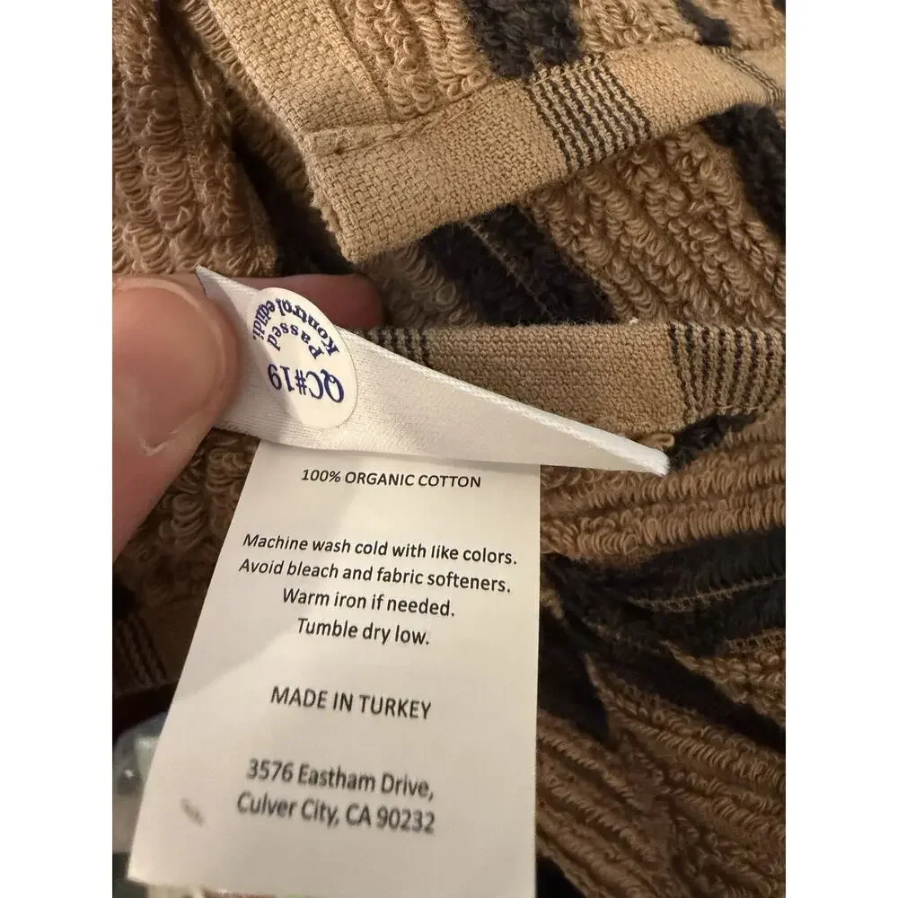 Parachute Organic Resort Stripe Bath Towel Brown Stripe NEW
